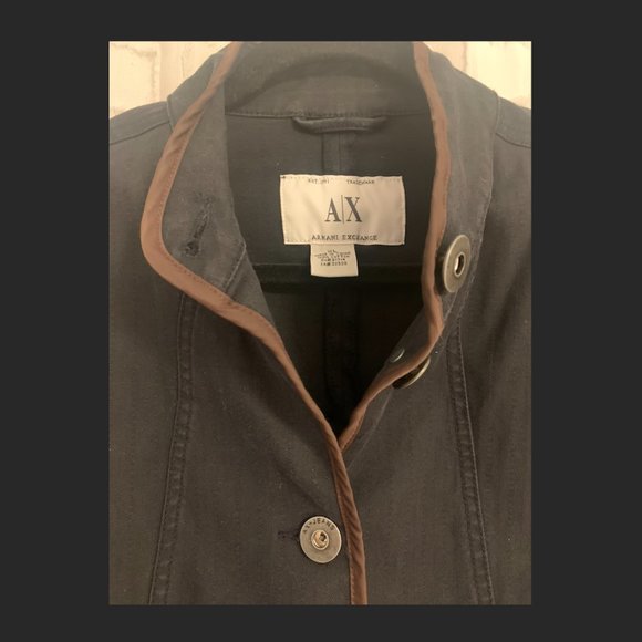Vintage Women's Armani Exchange Blue Military Jacket - Picture 2 of 2